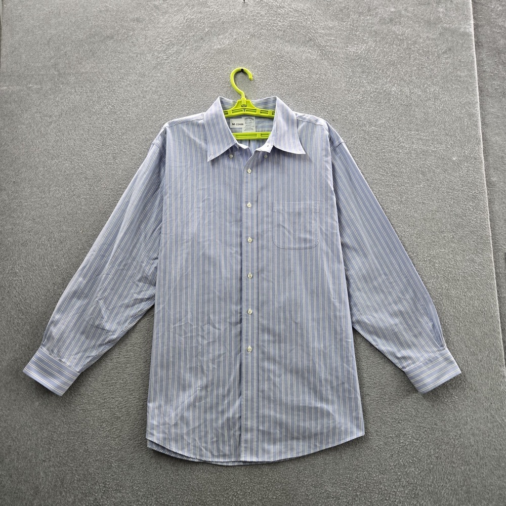 Brooks Brothers Men Button Up Shirt 17 1/2 - 34 Blue Striped Regent Dress Shirt